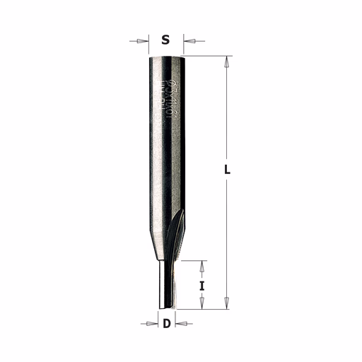 Rechte groeffrees D=2mm L=50mm I=6mm Z2