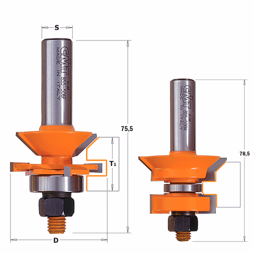 Frezenset voor tand- en groefverbinding met een V-groef, HW · 855.506.11