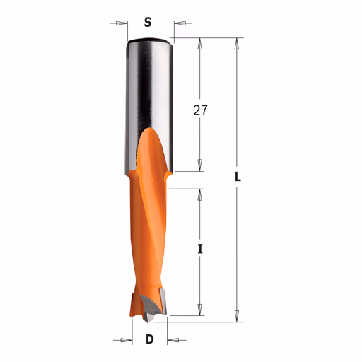 Drevelboor, links D=5mm L=57,5mm L1=27mm I=27mm · 310.050.12