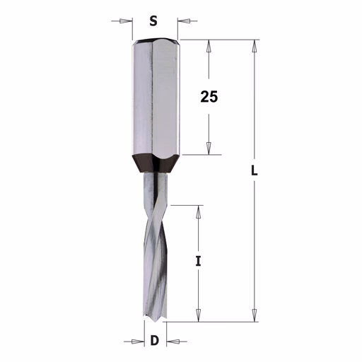 Drevelboor, rechts D=3mm L=57,5mm L1=31mm I=18mm